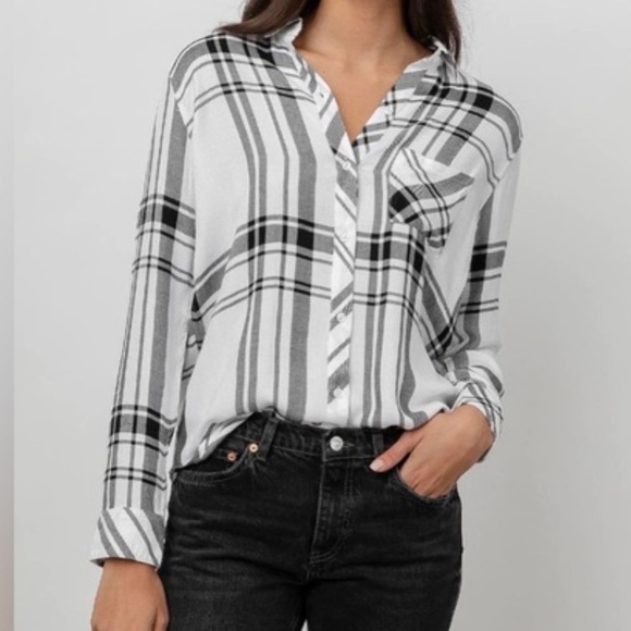 Rails Plaid Hunter Black And White Shirt - Picture 1 of 5